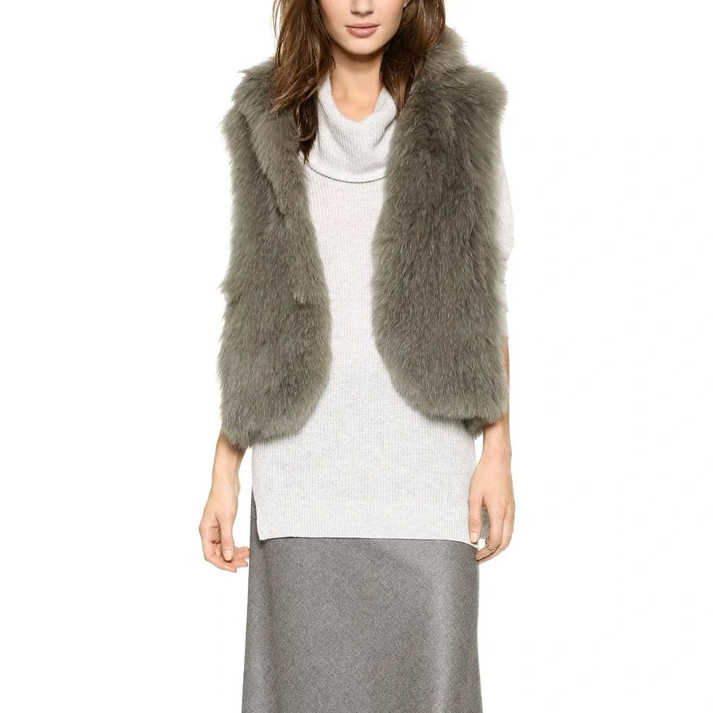 THEORY Hanalee Blue Fox Fur Vest P/S - Picture 2 of 8